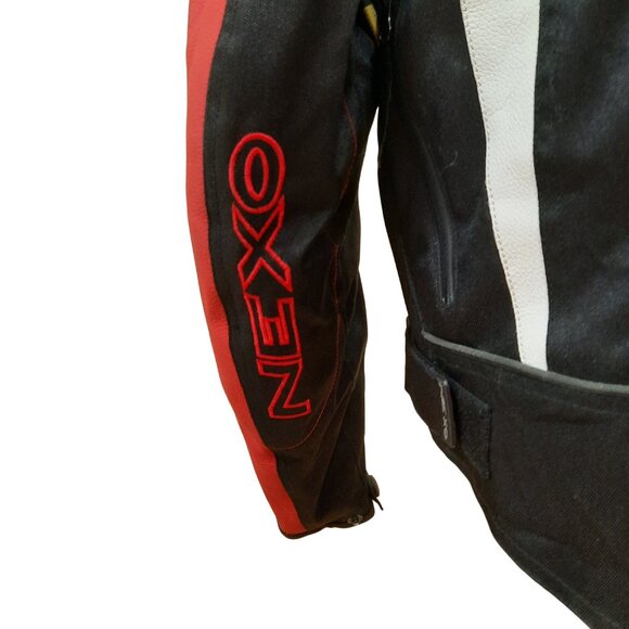 Y2K Leather Racing Motorcycle Jacket Armored Mens Size M Red Black White Nexo - Picture 9 of 15